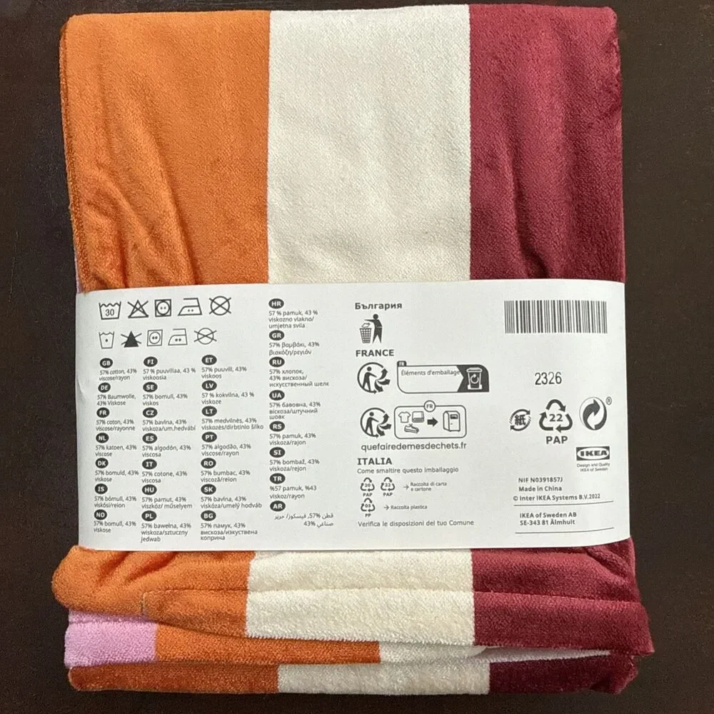 IKEA VATTENVÄN Cushion Cover Pink Orange Stripe 20
